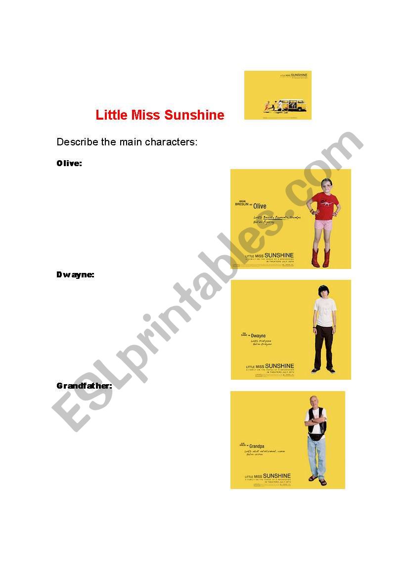 Little Miss Sunshine worksheet