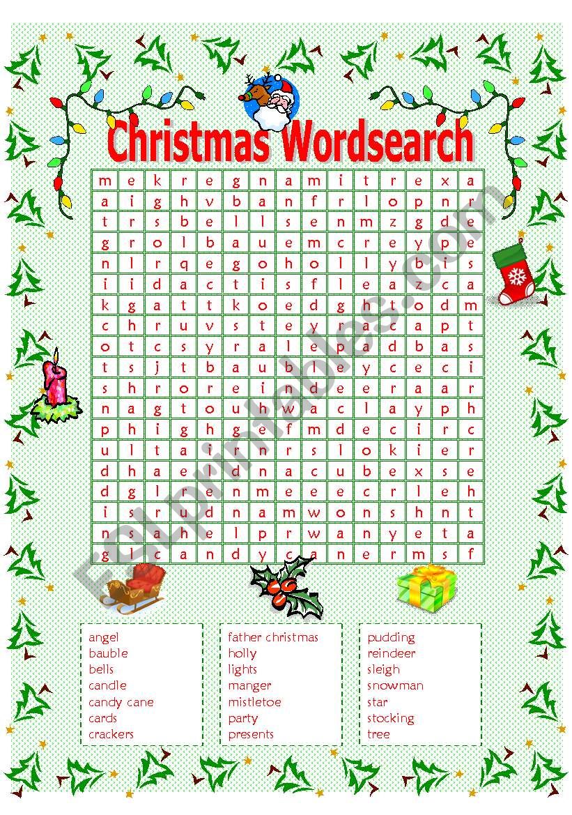 Christmas Wordsearch worksheet