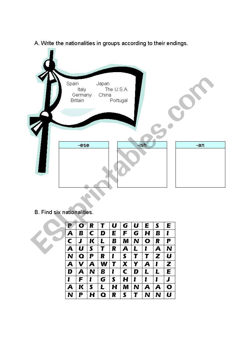 Countries and nationalities  worksheet