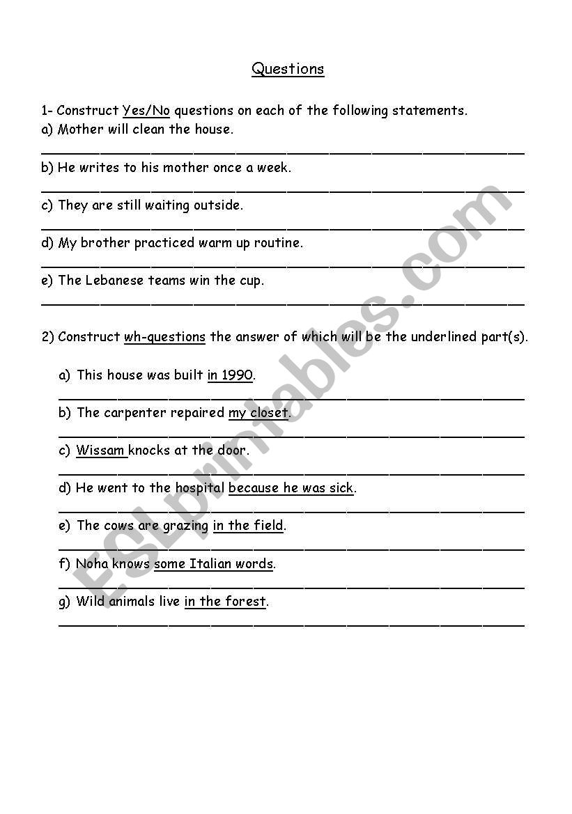 Wh Questions worksheet