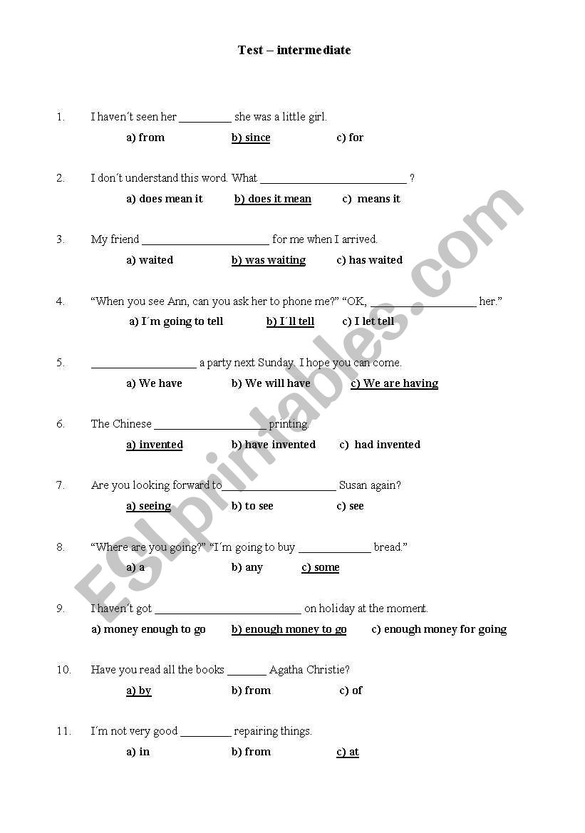 Test intermediate worksheet
