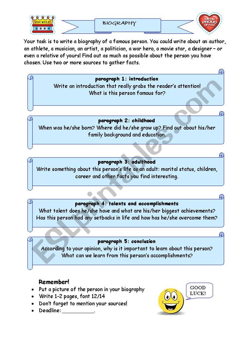 Biography worksheet