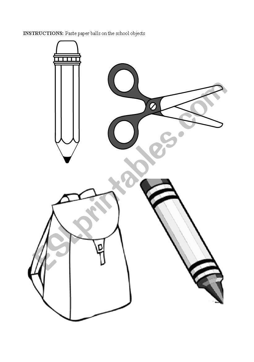 SCHOOL OBJECTS worksheet