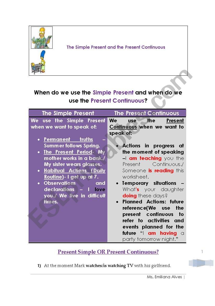 Simple Present vs Present Continuous- The Rules