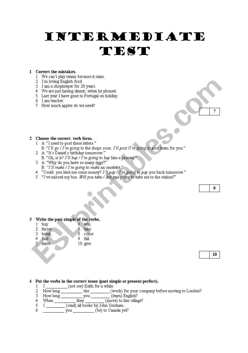 Test intermediate worksheet