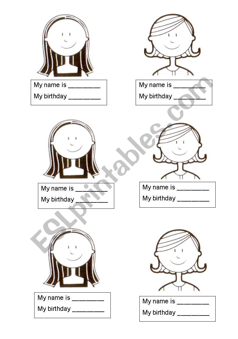 Birthdays worksheet