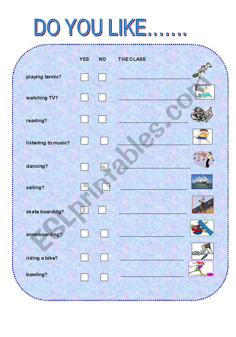 LIKES AND DISLIKES worksheet