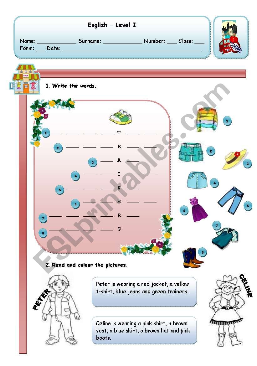 CLOTHES worksheet