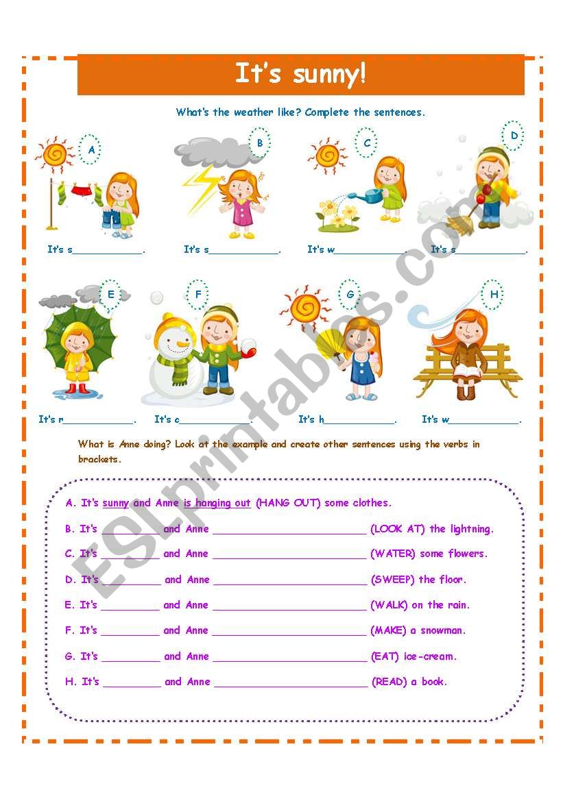 WEATHER/PRESENT CONTINUOUS worksheet