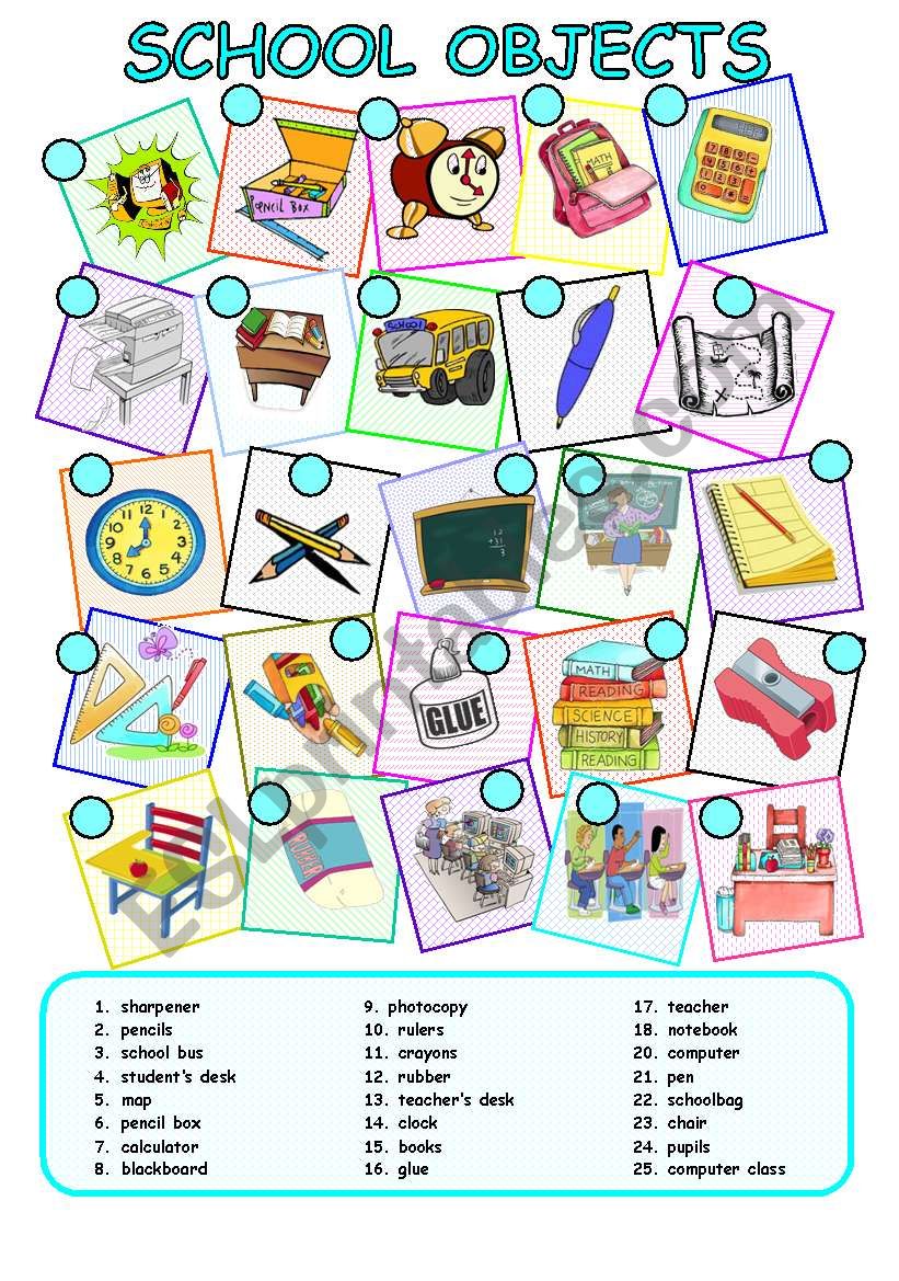 SCHOOL OBJECTS worksheet