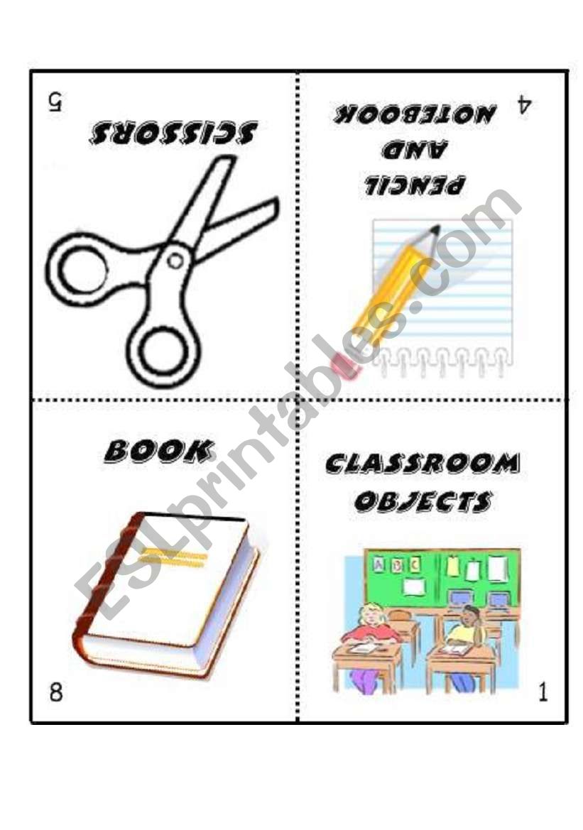 Classroom Objects Mini Book worksheet