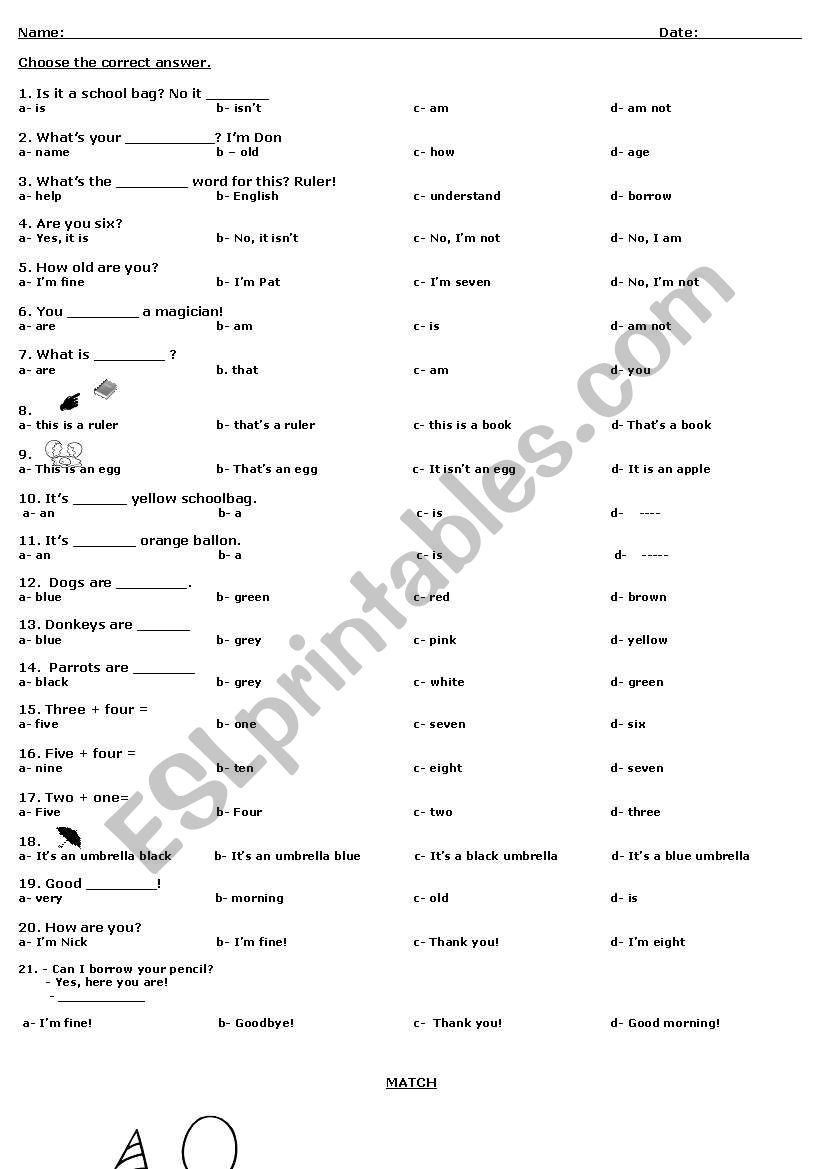 multiple choice activity and reading