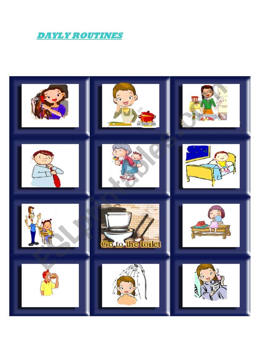DAILY ROUTINES FLASH CARD worksheet