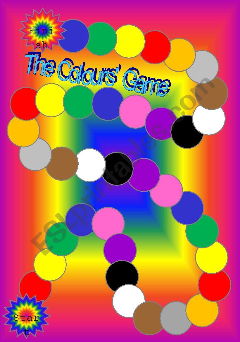 ColoursÂ´ board game worksheet