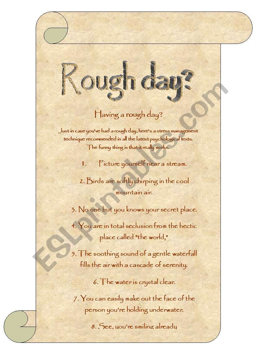 Rough day? worksheet