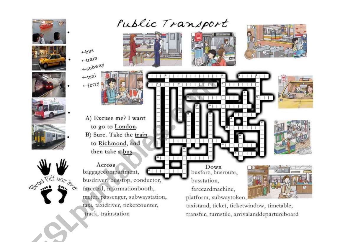 transport crossword worksheet