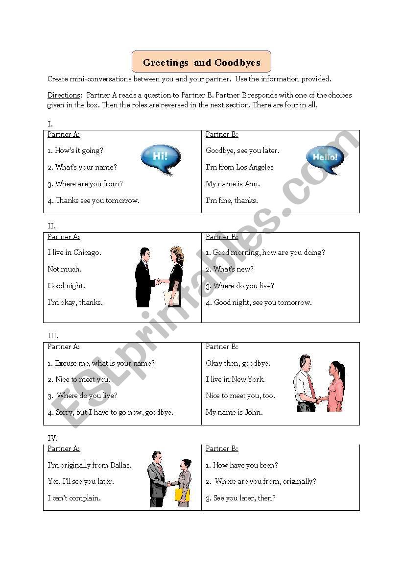 Greetings and Goodbyes worksheet