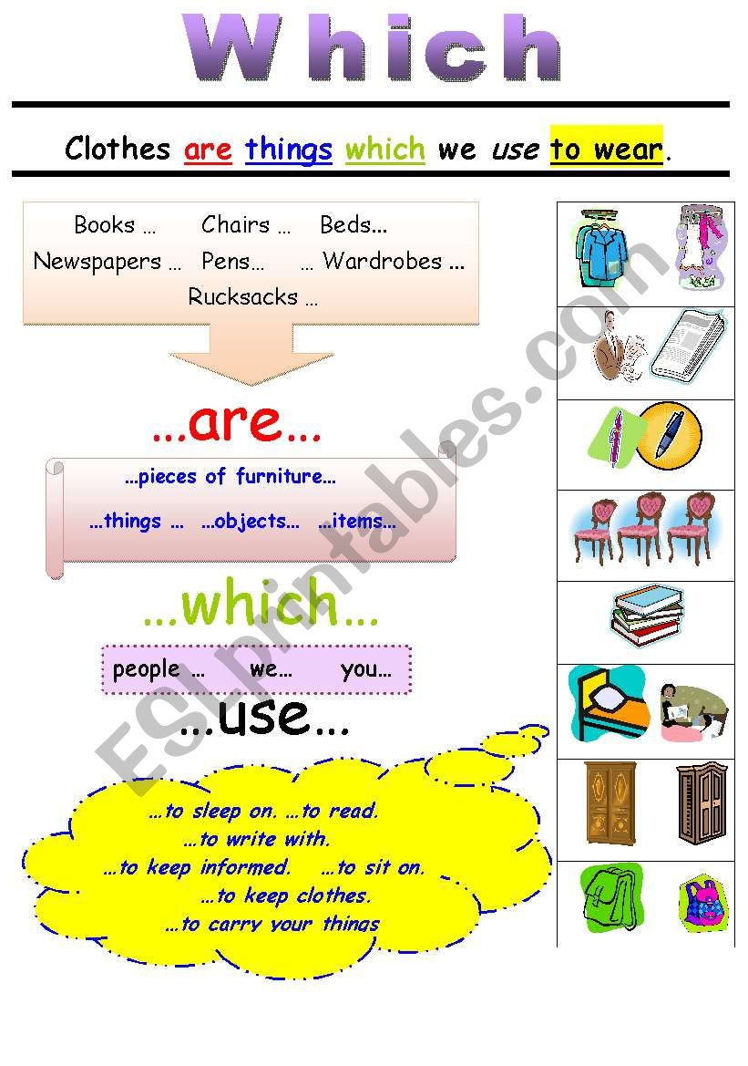 Relative pronouns: WHICH worksheet