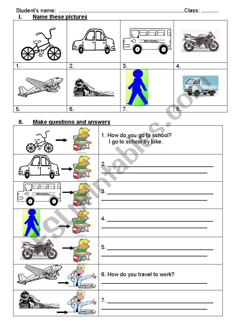 MEANS OF TRANSPORT worksheet