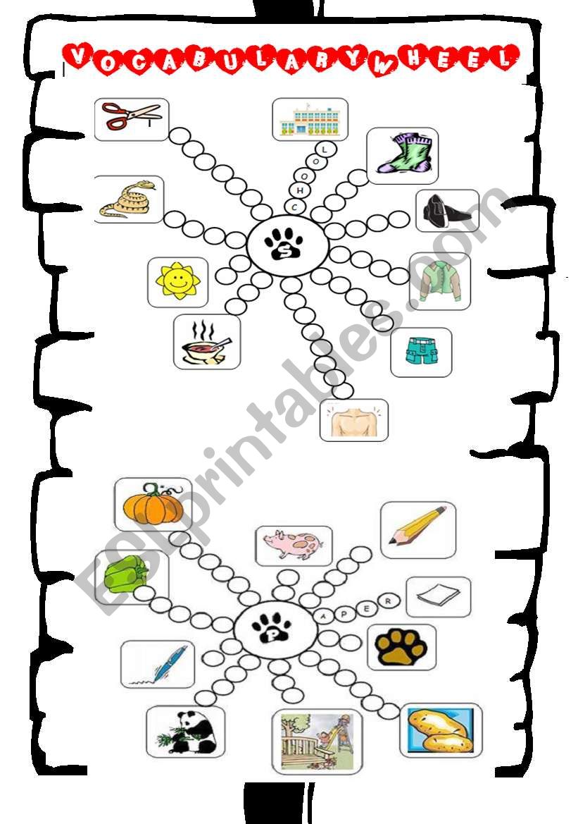 VOCABULARY WHEEL 2 worksheet