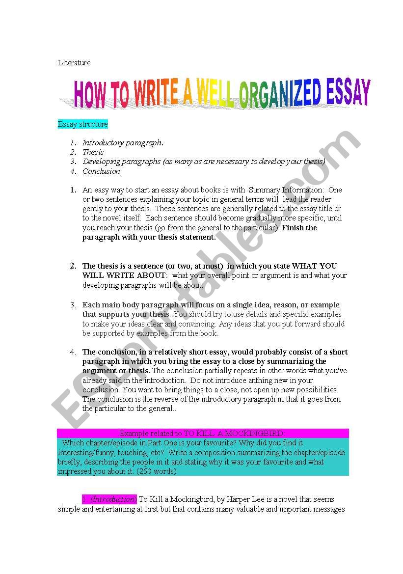 how should an essay be organized