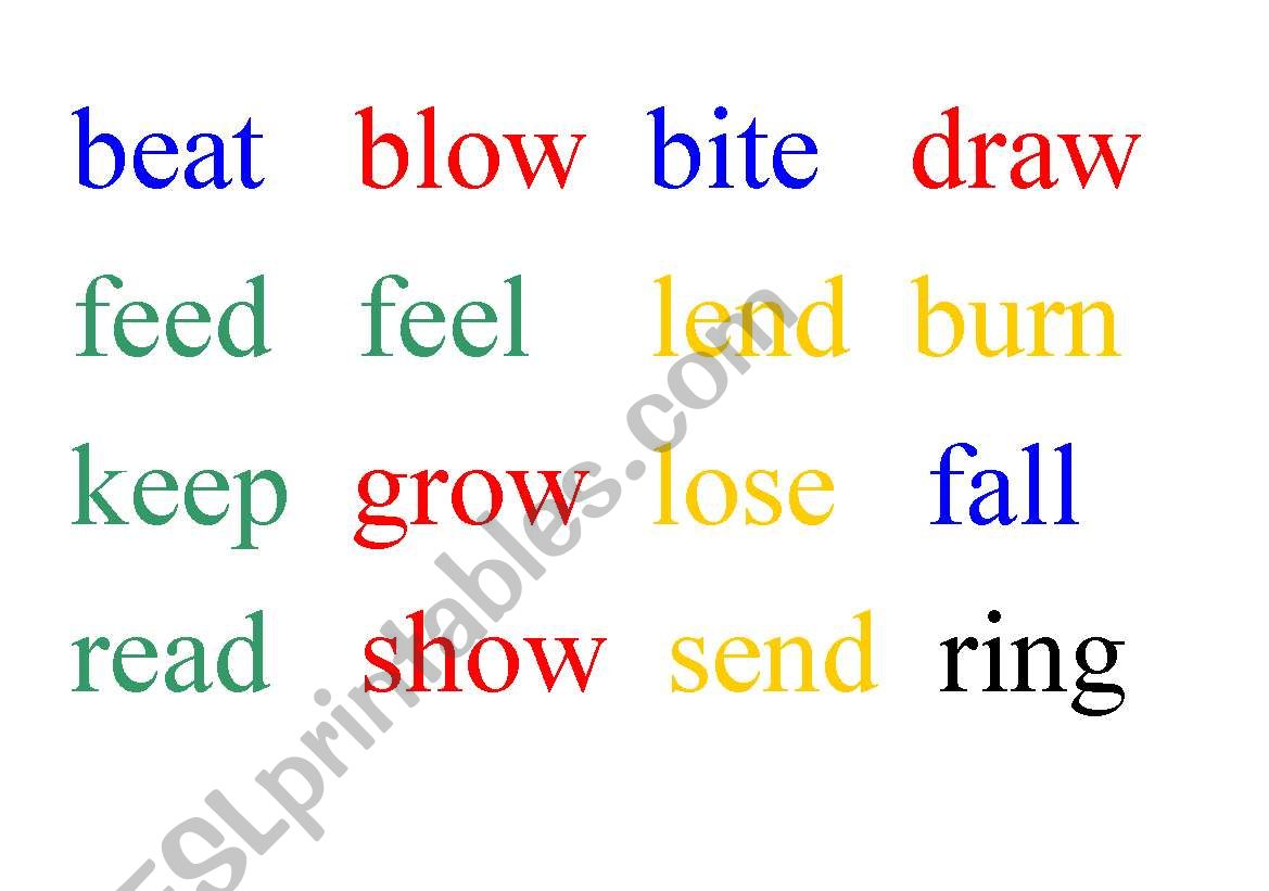 GAME : 64 irregular verbs :  colour = same transformation