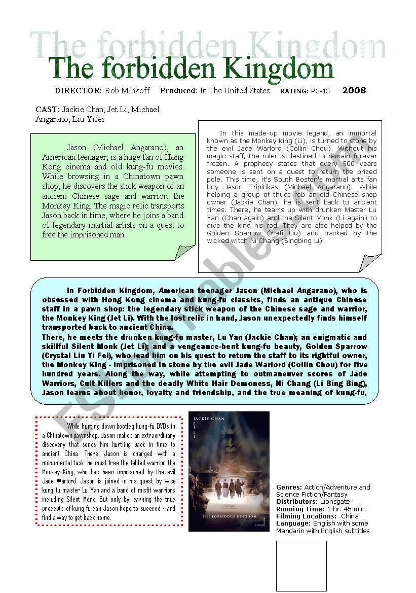 The forbidden kingdom : TRAILER  ANALYSIS ( 3 pages )