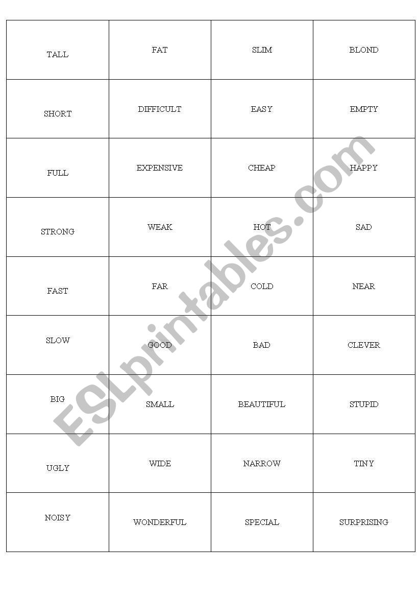 OPPOSITES worksheet