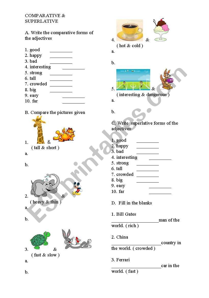 comparative worksheet