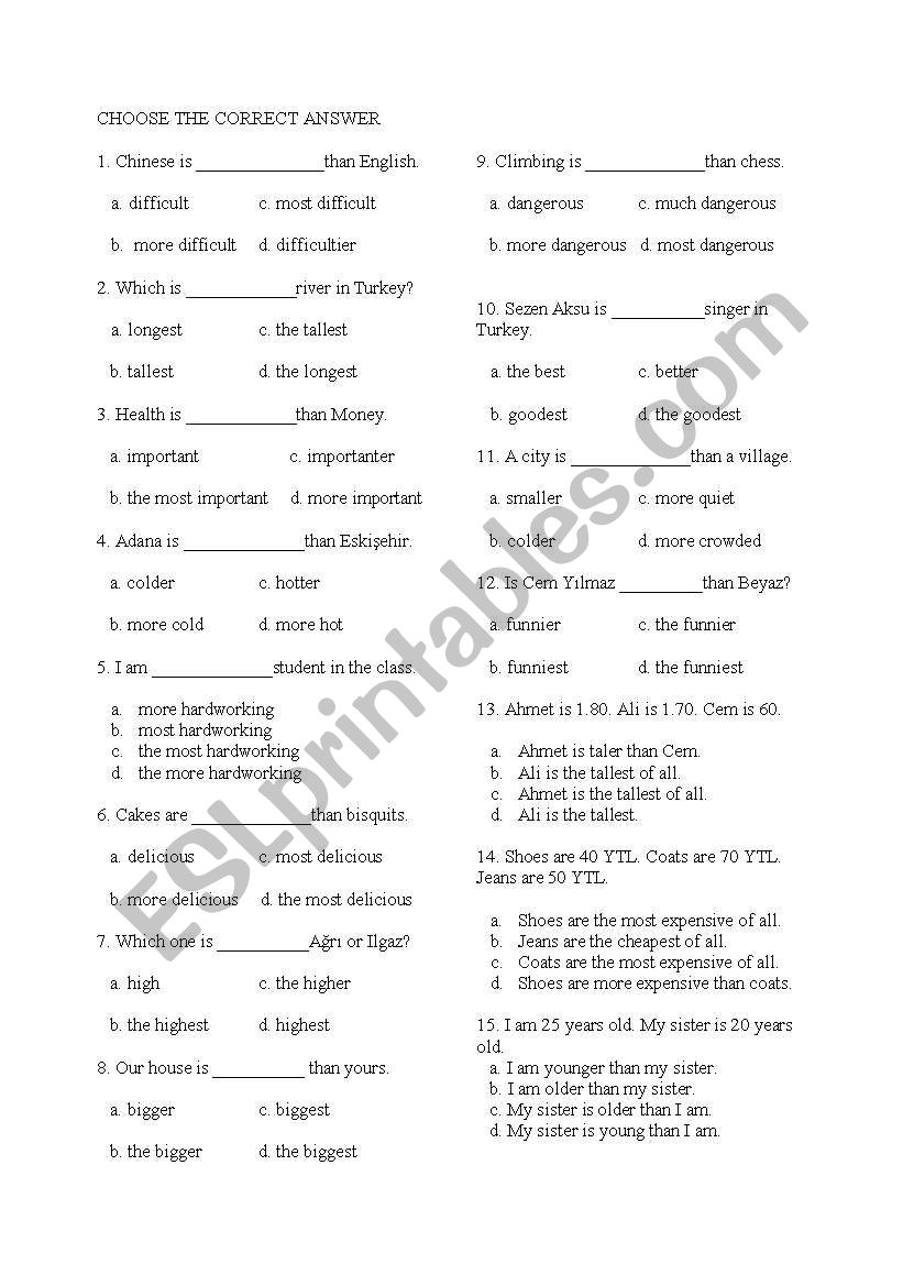 comparative & superlative test