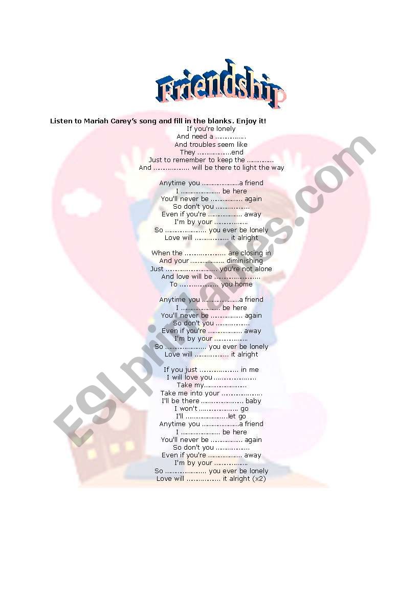 friendship worksheet