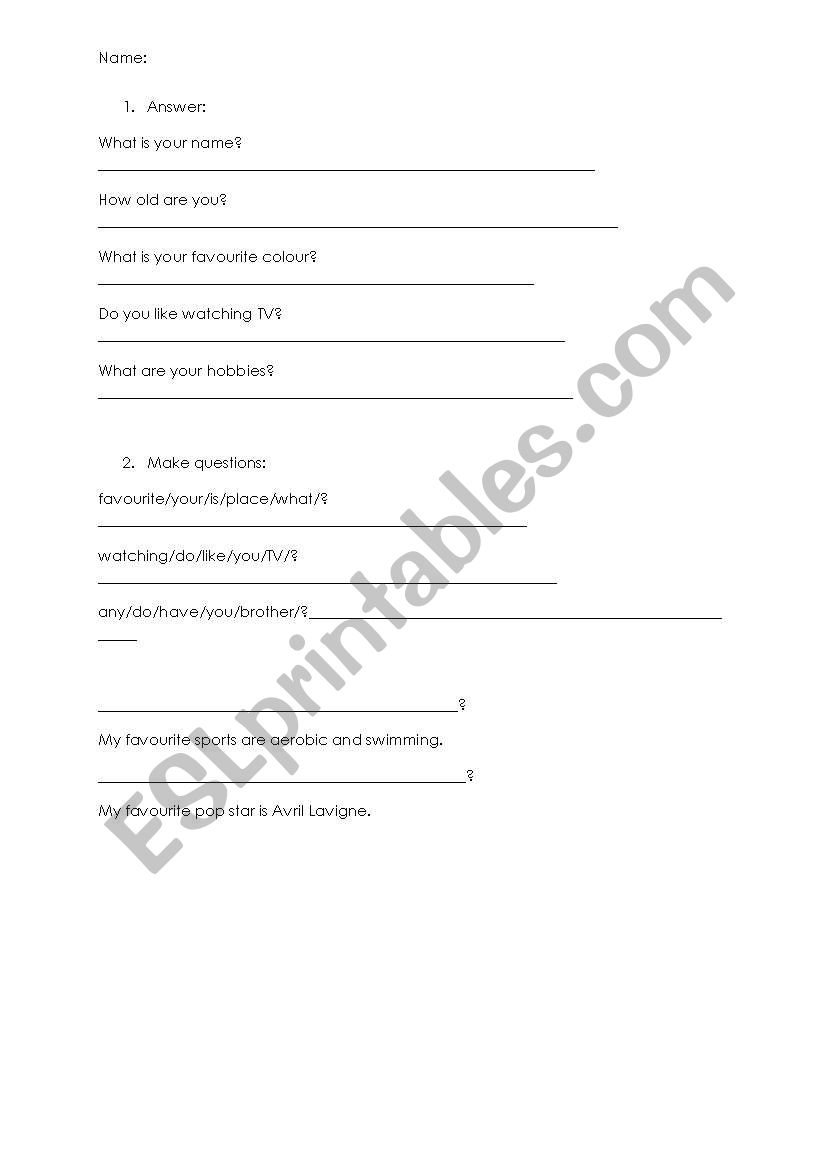 test- present simple worksheet