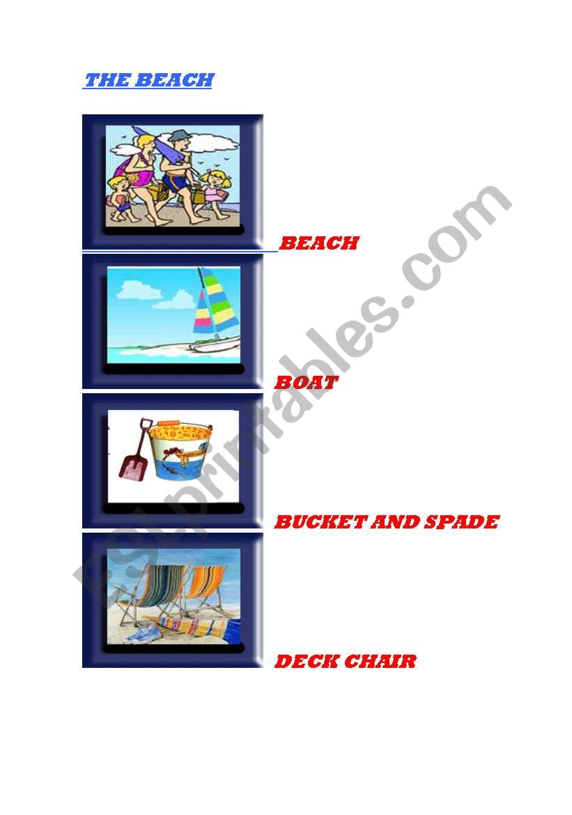 THE BEACH FLASH CARD worksheet
