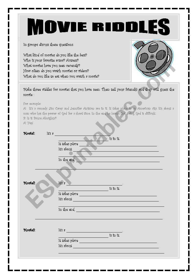 Movie riddles worksheet