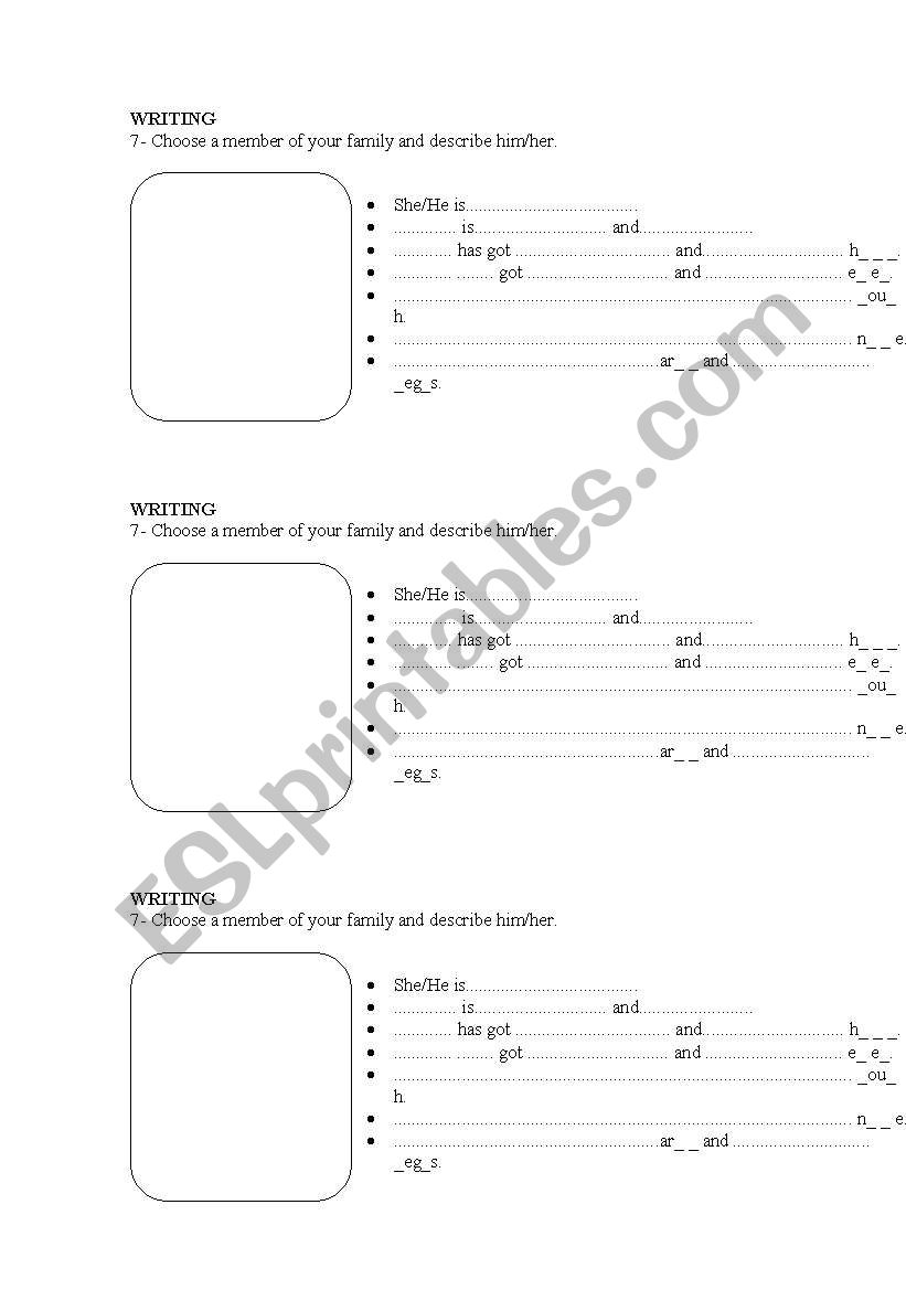 WRITING TASK worksheet