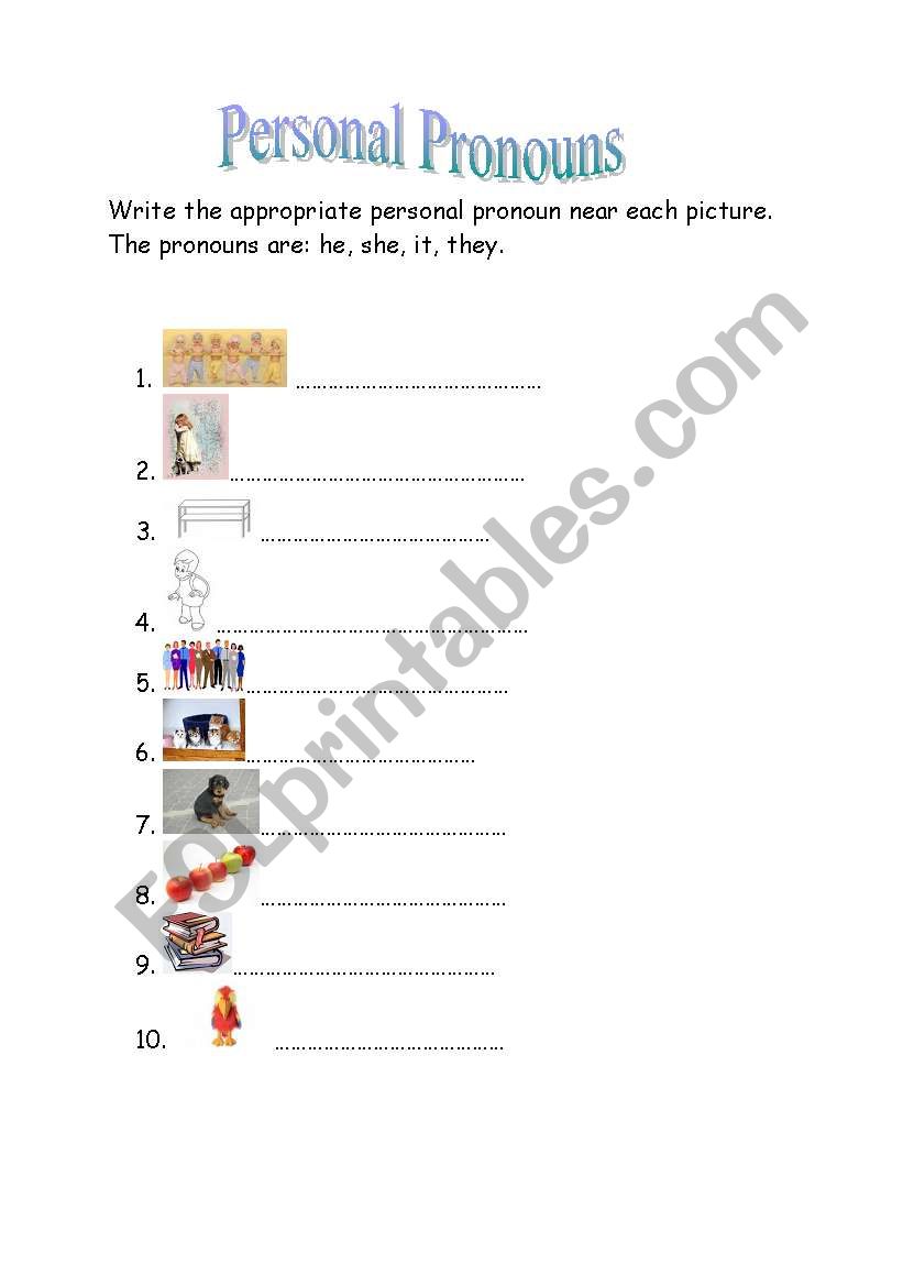 Personal pronouns - matching exercise