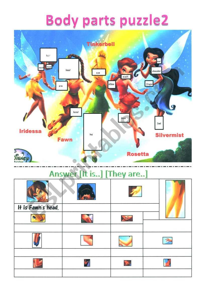 body parts puzzle2 worksheet