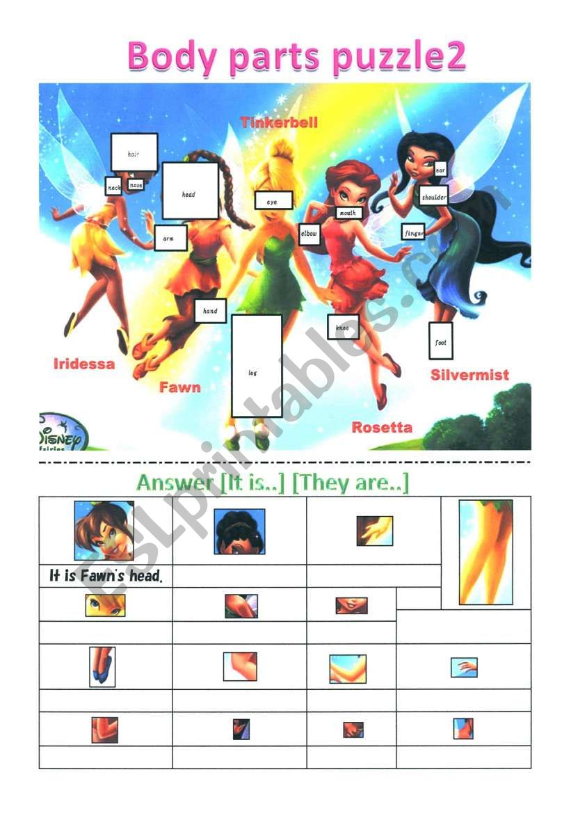 body parts puzzle2 worksheet