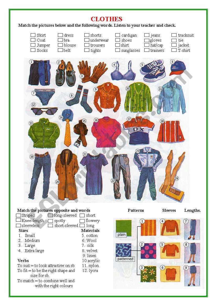 Clothes worksheet