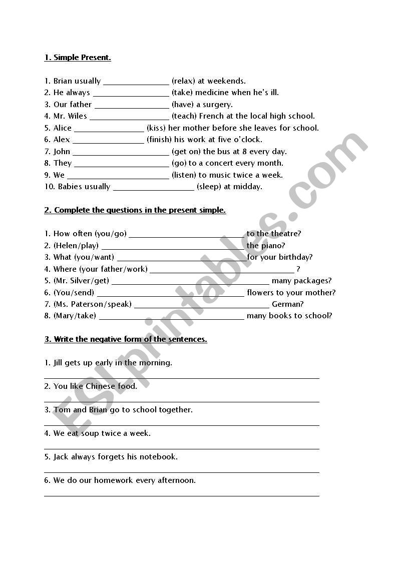 Tenses Revision worksheet