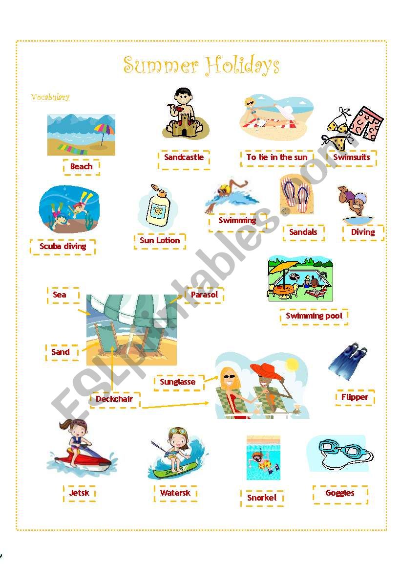 Summer Holidays Vocabulary  worksheet