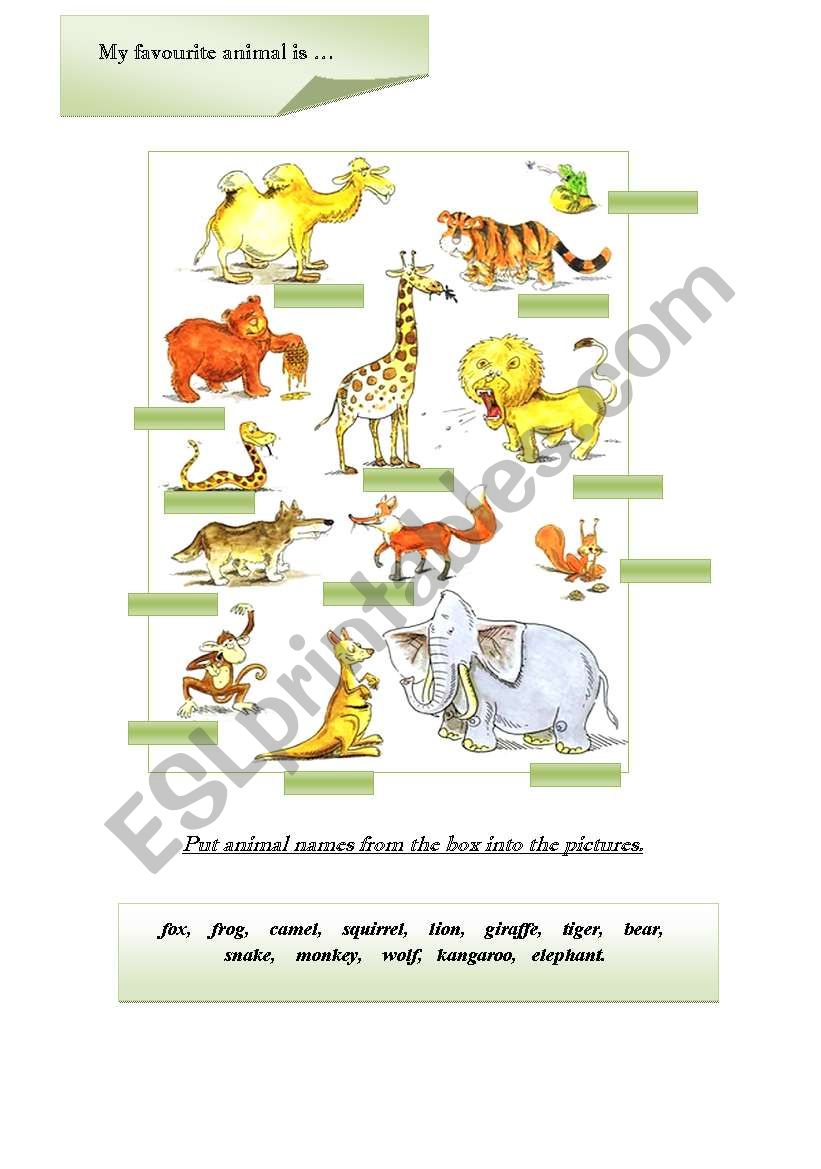 Animals part 1 worksheet