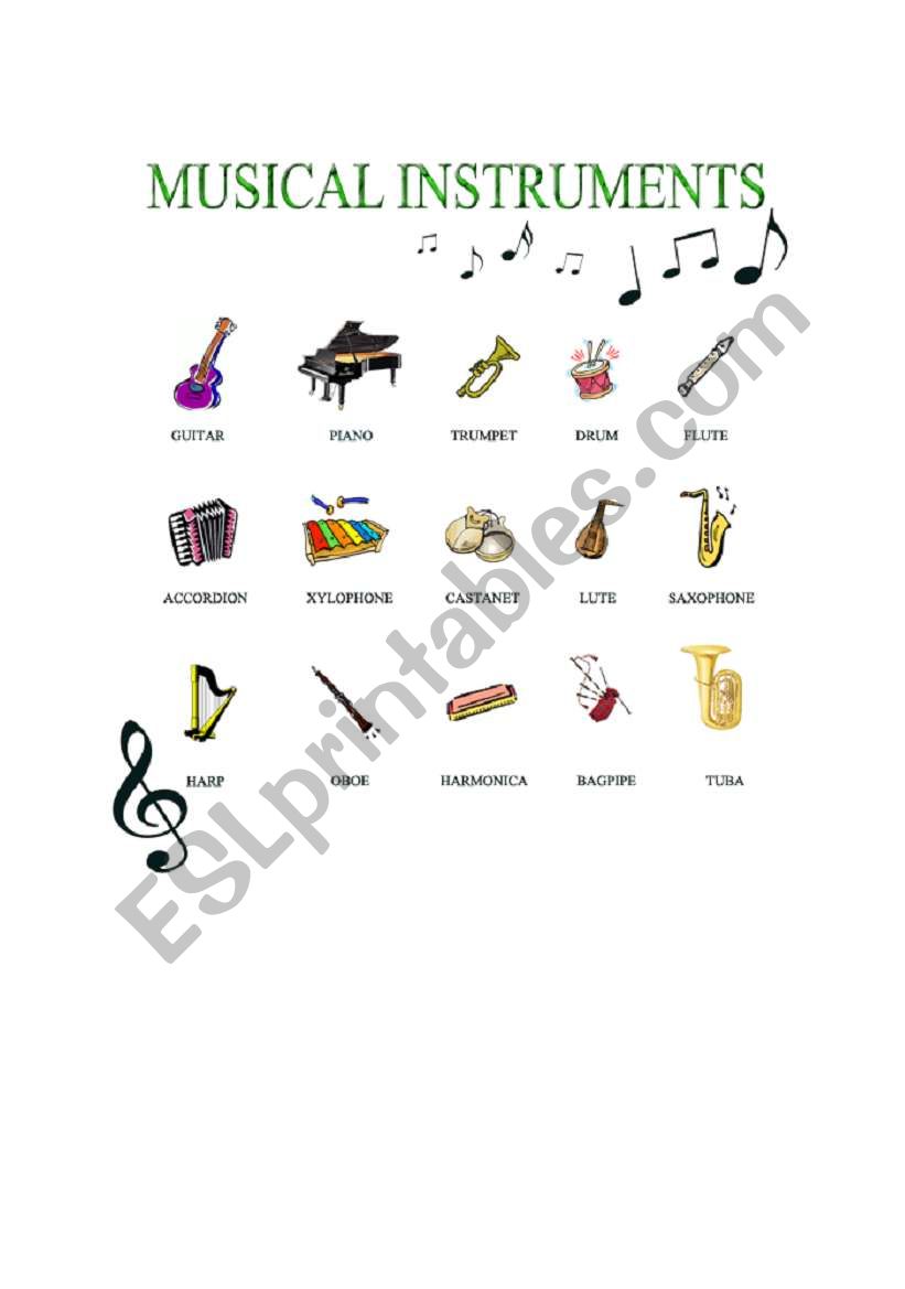 MUSICAL INSTRUMENTS worksheet