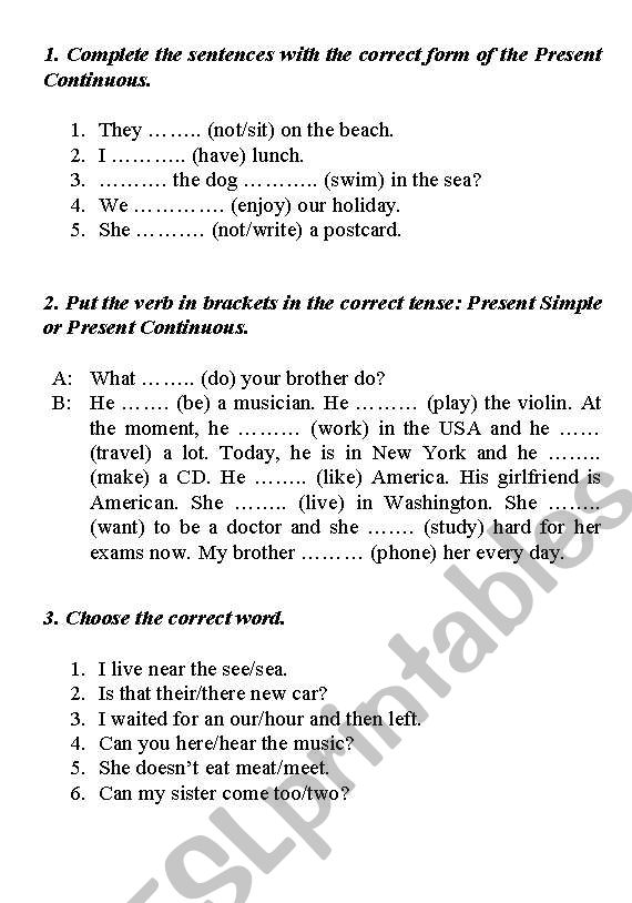 Present Simple, Present Continuous