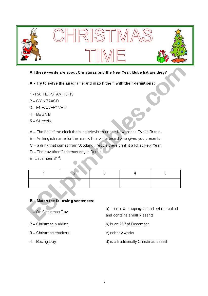 Christmas worsheet worksheet
