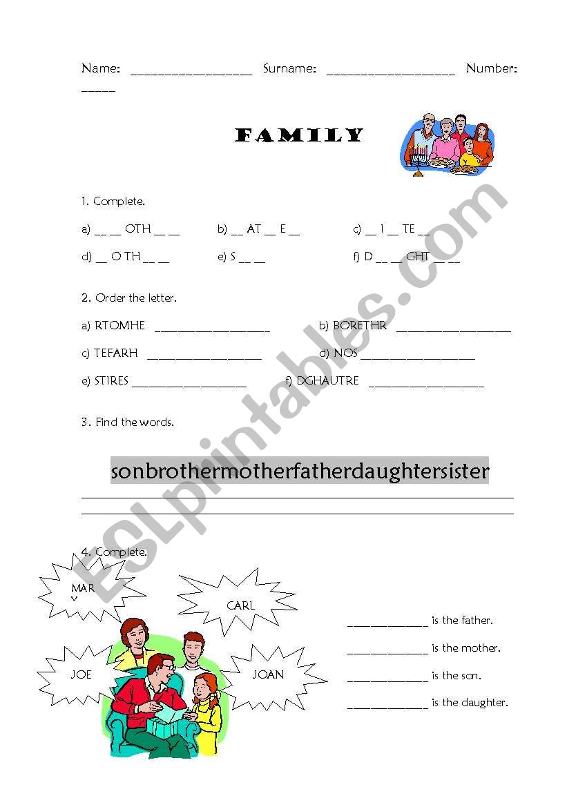 Family worksheet