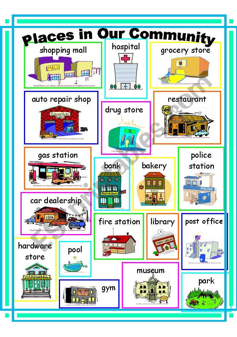 Community places Vocabulary worksheet