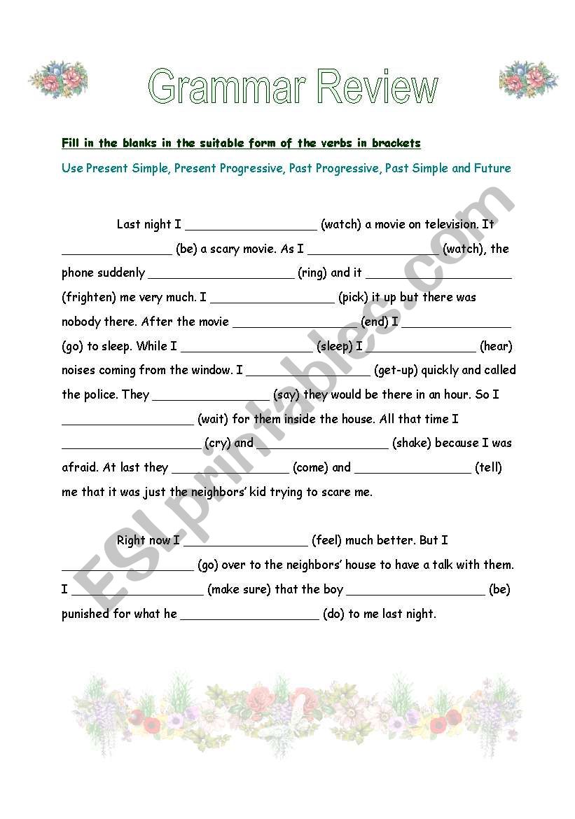 Grammar Review worksheet