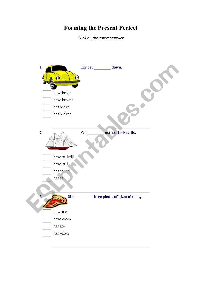 PRESENT worksheet