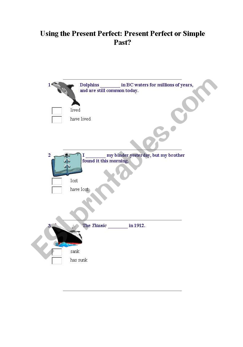 PRESENT PERFECT worksheet